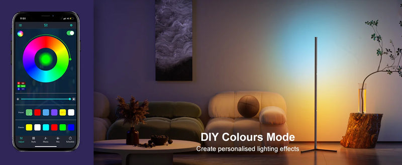 RGB Dream Color Floor Lamp with Music Sync Modern 16 Million Color Changing Standing Mood Light For Bedroom Living Room