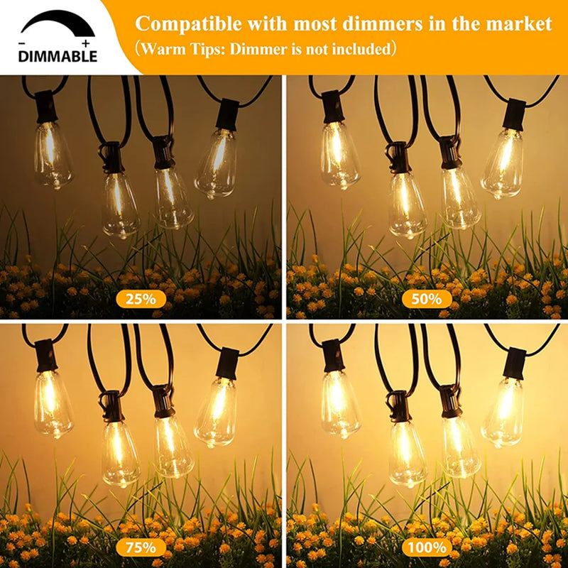ST38 Globe Outdoor LED String Lights Plastic Shatterproof Bulbs Waterproof Patio Lights for Garden Outside Backyard Porch EU220V