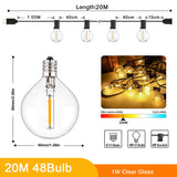 65FT Outdoor String Lights Dimmable E12 Sockets G40 Globe Led Bulb Connectable Gard Decor Fairy Light Chain