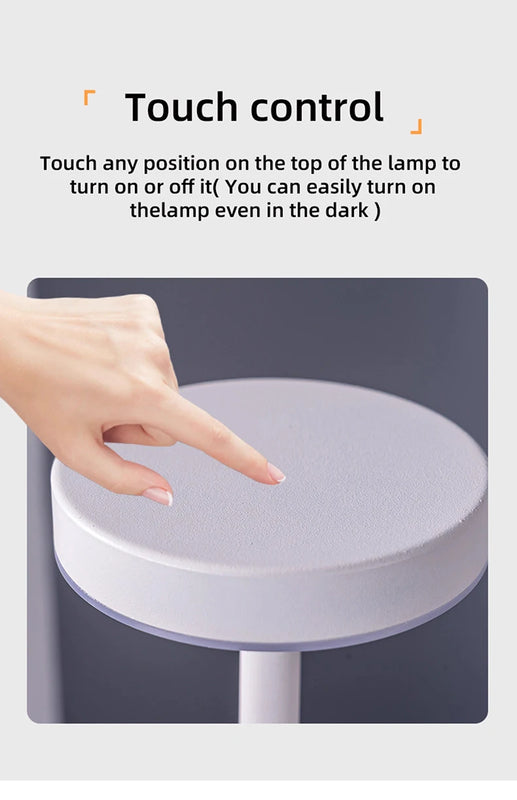 Portable LED Cordless Touch Table Lamps Rechargeable Desk Lamp 3Colors Adjustable Bedside Creative Ambient Light  for Room Decor