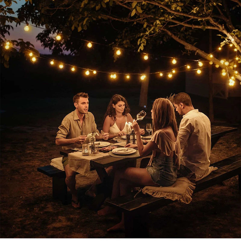 G40 Outdoor Solar String Light Garland LED Solar String Lights 24V Globe Waterproof Hanging Lights for Garden Backyard Cafe