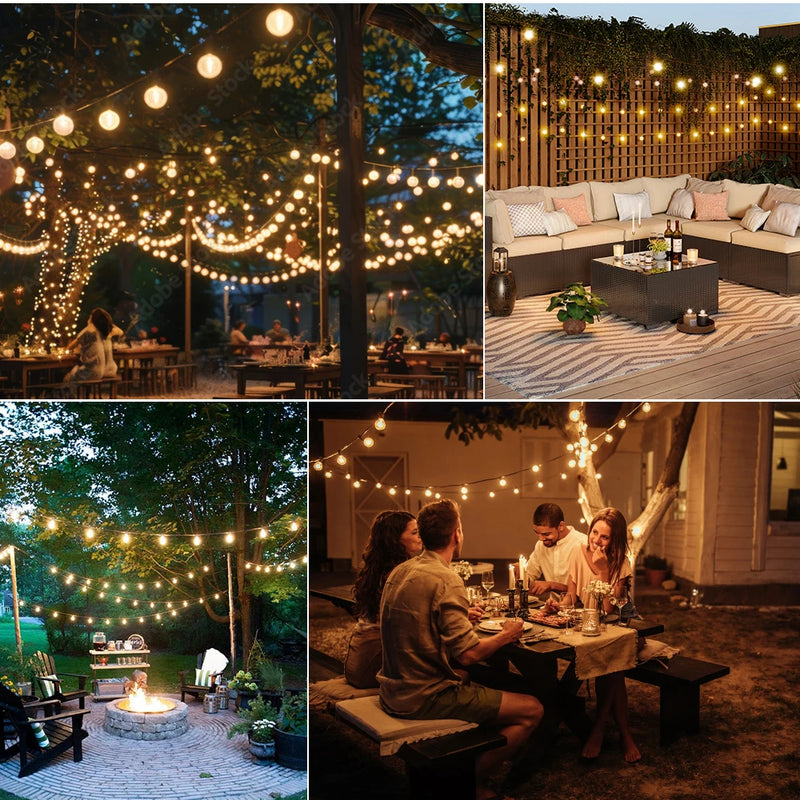 G40 Outdoor Solar String Light Garland LED Solar String Lights 24V Globe Waterproof Hanging Lights for Garden Backyard Cafe
