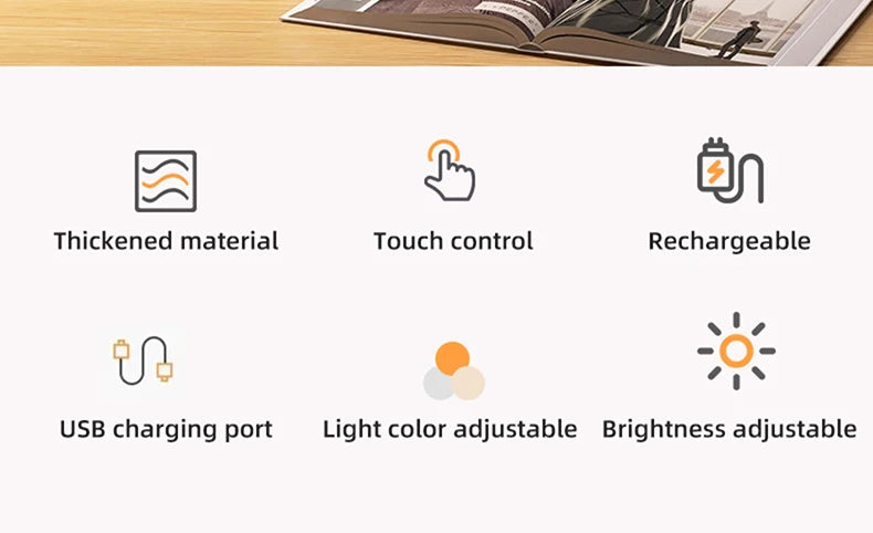 Portable LED Cordless Touch Table Lamps Rechargeable Desk Lamp 3Colors Adjustable Bedside Creative Ambient Light  for Room Decor