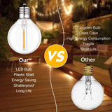 G40 LED Globe String Lights Outdoor EU Plug, IP65 Plastic Bulbs, Balcony Garland Fairy Lamps for Wedding Christmas Party Decor