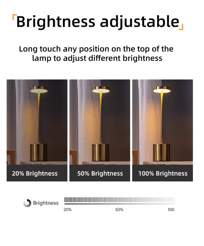 Portable LED Cordless Touch Table Lamps Rechargeable Desk Lamp 3Colors Adjustable Bedside Creative Ambient Light  for Room Decor