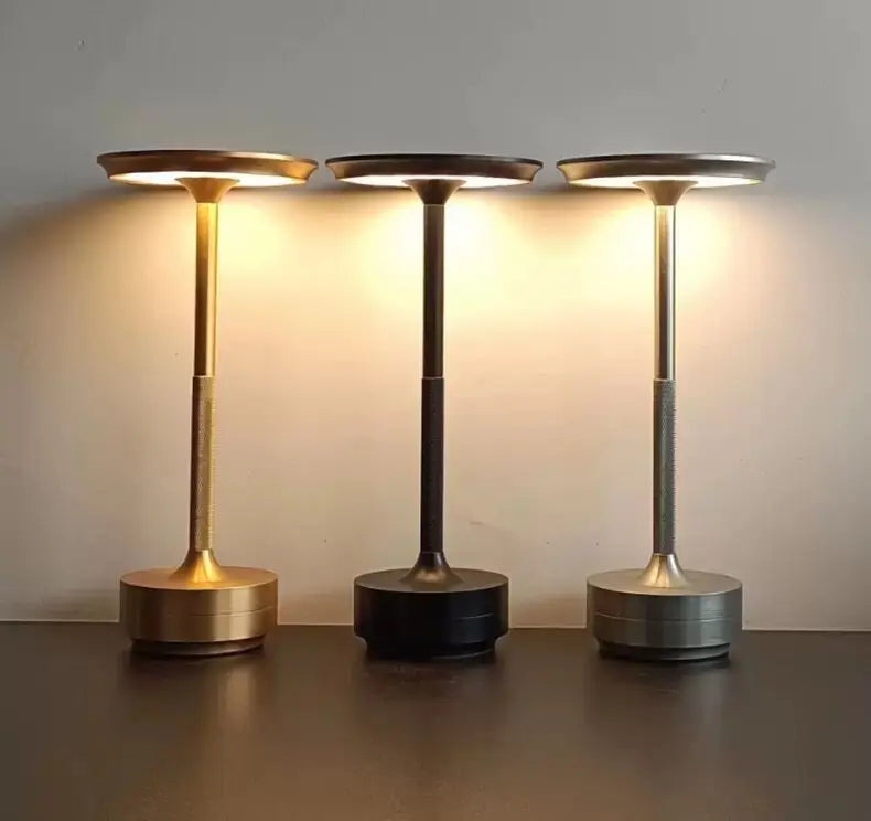 Aluminum Alloy Simple Decorative Lamp LED Night Light Infinitely Dimmable Atmosphere Retro Portable Rechargeable Touch Desk Lamp