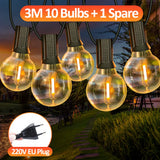 G40 LED Globe String Lights Outdoor EU Plug, IP65 Plastic Bulbs, Balcony Garland Fairy Lamps for Wedding Christmas Party Decor