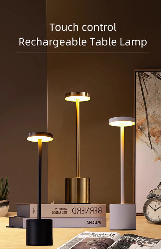 Portable LED Cordless Touch Table Lamps Rechargeable Desk Lamp 3Colors Adjustable Bedside Creative Ambient Light  for Room Decor