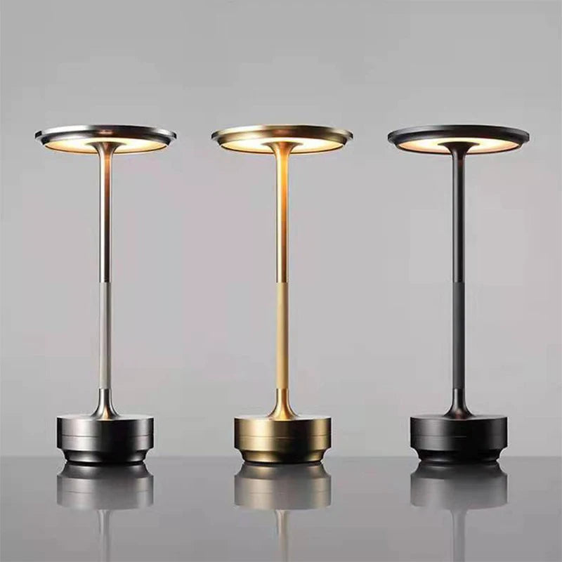 Aluminum Alloy Simple Decorative Lamp LED Night Light Infinitely Dimmable Atmosphere Retro Portable Rechargeable Touch Desk Lamp