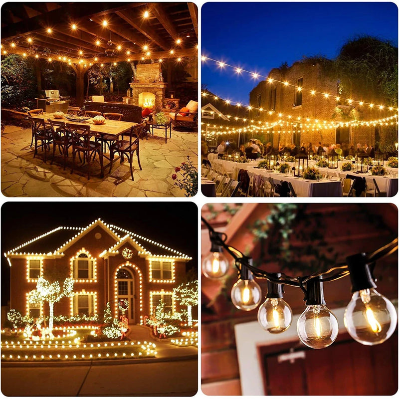 Outdoor Solar String Lights G40 Spherical LED Bulb IP65 Waterproof For Terraces Backyards Porches Balconies Parties Christmas
