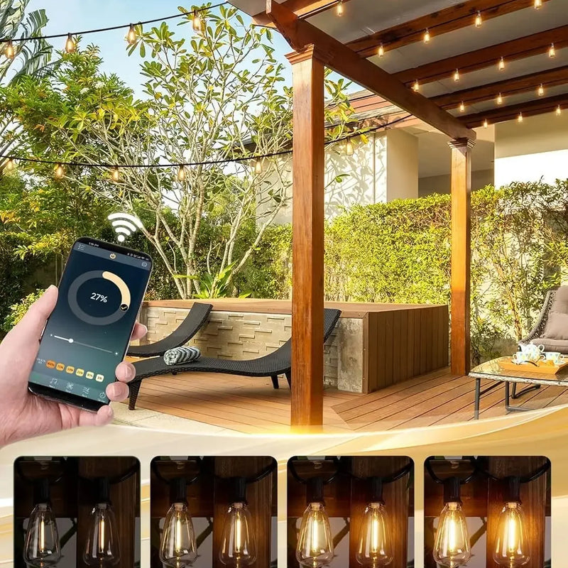 150FT LED Outdoor String Lights Waterproof Patio Lights Shatterproof ST38 Replaceable Bulbs Dimmable Outside Hanging Lights