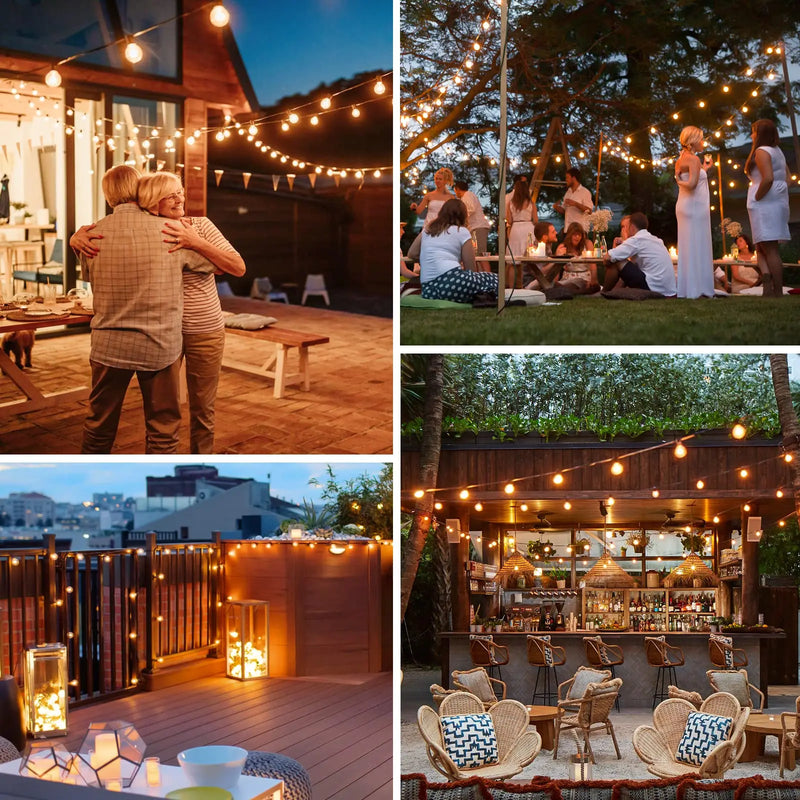 65FT Outdoor String Lights Dimmable E12 Sockets G40 Globe Led Bulb Connectable Gard Decor Fairy Light Chain