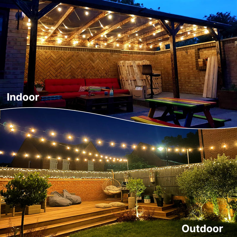G40 LED Globe String Lights Outdoor EU Plug, IP65 Plastic Bulbs, Balcony Garland Fairy Lamps for Wedding Christmas Party Decor