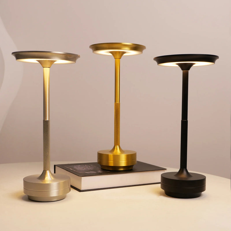 Aluminum Alloy Simple Decorative Lamp LED Night Light Infinitely Dimmable Atmosphere Retro Portable Rechargeable Touch Desk Lamp