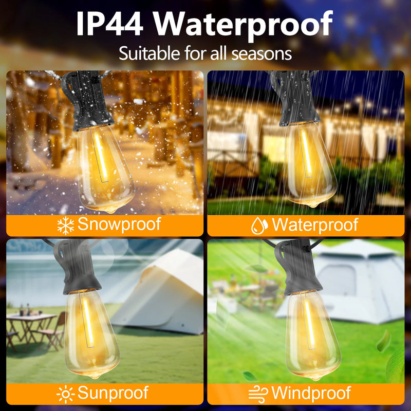Solar Globe LED String Lights G40 Patio Light USB Recharger 8 Light Modes Remote Control Garden Solar Weatherproof Hanging Light