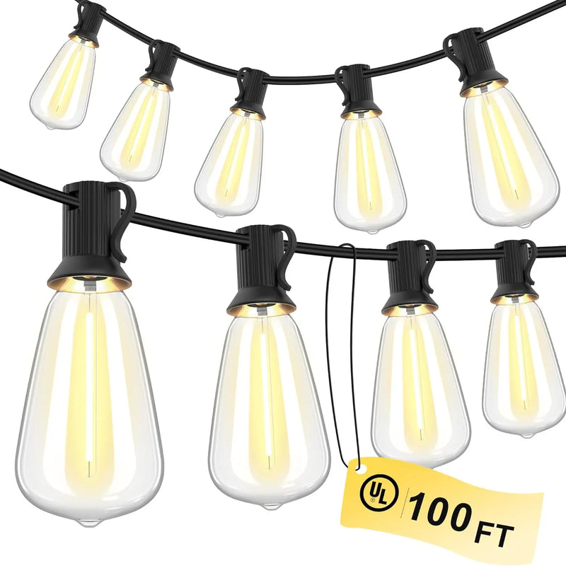 150FT LED Outdoor String Lights Waterproof Patio Lights Shatterproof ST38 Replaceable Bulbs Dimmable Outside Hanging Lights