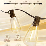 150FT LED Outdoor String Lights Waterproof Patio Lights Shatterproof ST38 Replaceable Bulbs Dimmable Outside Hanging Lights