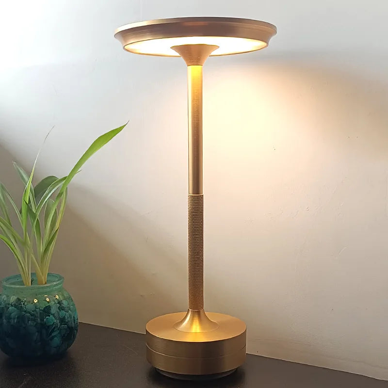 Aluminum Alloy Simple Decorative Lamp LED Night Light Infinitely Dimmable Atmosphere Retro Portable Rechargeable Touch Desk Lamp