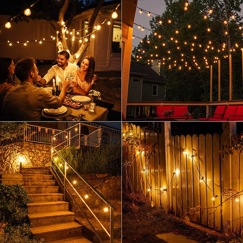 65FT Outdoor String Lights Dimmable E12 Sockets G40 Globe Led Bulb Connectable Gard Decor Fairy Light Chain