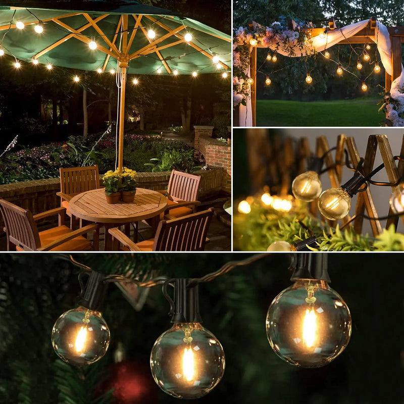 65FT Outdoor String Lights Dimmable E12 Sockets G40 Globe Led Bulb Connectable Gard Decor Fairy Light Chain
