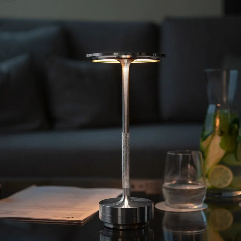 Aluminum Alloy Simple Decorative Lamp LED Night Light Infinitely Dimmable Atmosphere Retro Portable Rechargeable Touch Desk Lamp