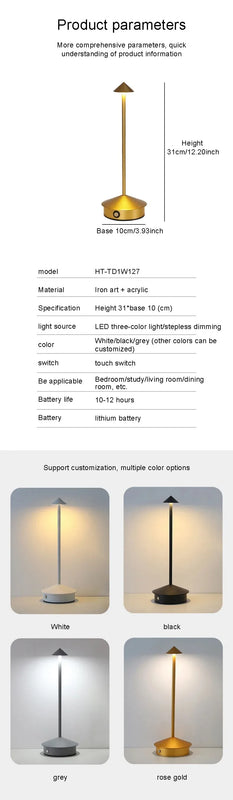 Type-C Rechargeable Table Lamp Creative Dining Touch Led Hotel Bar Coffee Pina Table Lamp Lampada Da Tavolo Decorative Desk Lamp
