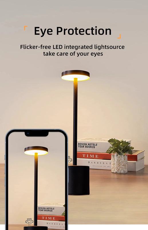 Portable LED Cordless Touch Table Lamps Rechargeable Desk Lamp 3Colors Adjustable Bedside Creative Ambient Light  for Room Decor