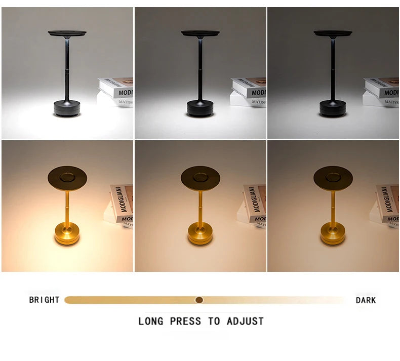 Aluminum Alloy Simple Decorative Lamp LED Night Light Infinitely Dimmable Atmosphere Retro Portable Rechargeable Touch Desk Lamp