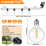 G40 Outdoor Solar String Light Garland LED Solar String Lights 24V Globe Waterproof Hanging Lights for Garden Backyard Cafe